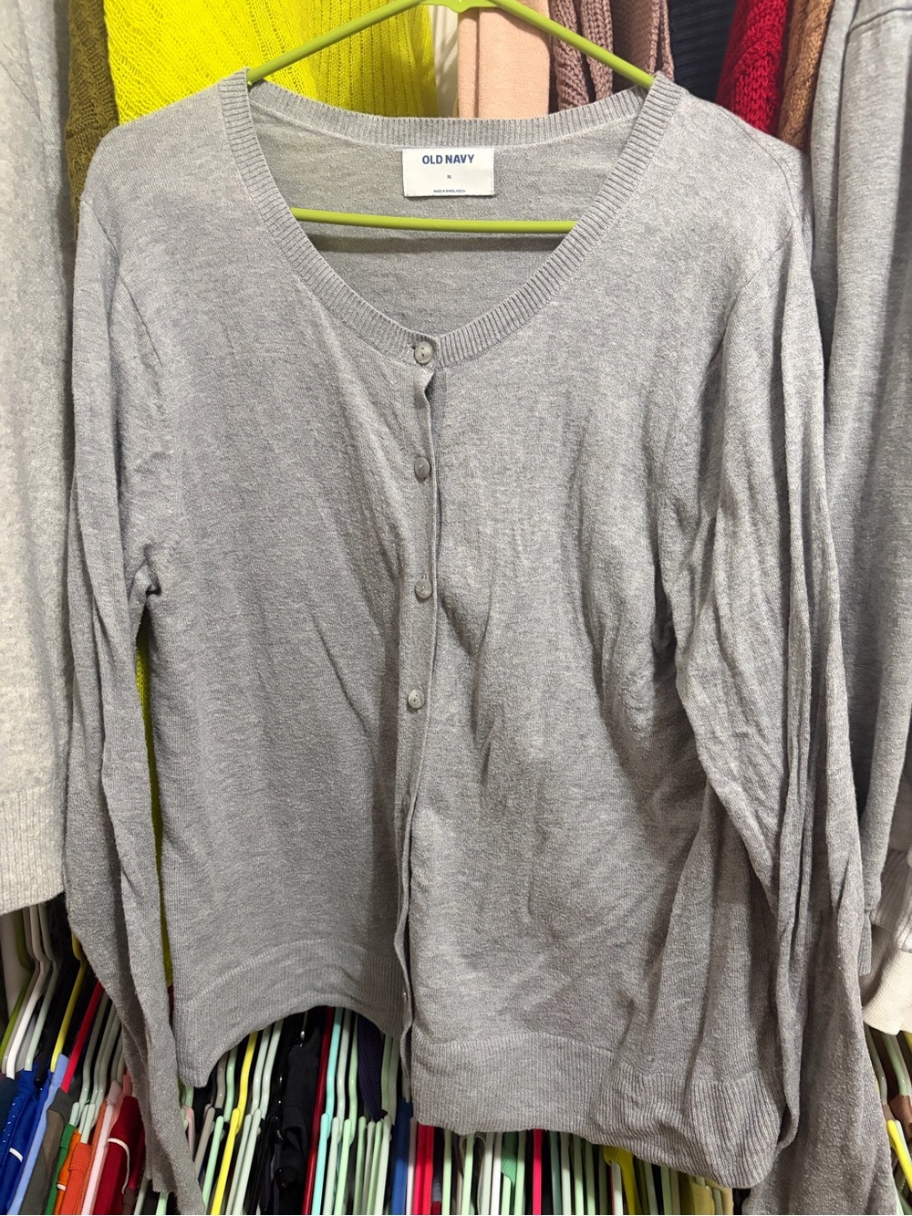 Old Navy Light Gray Button-Front Women's Cardigan